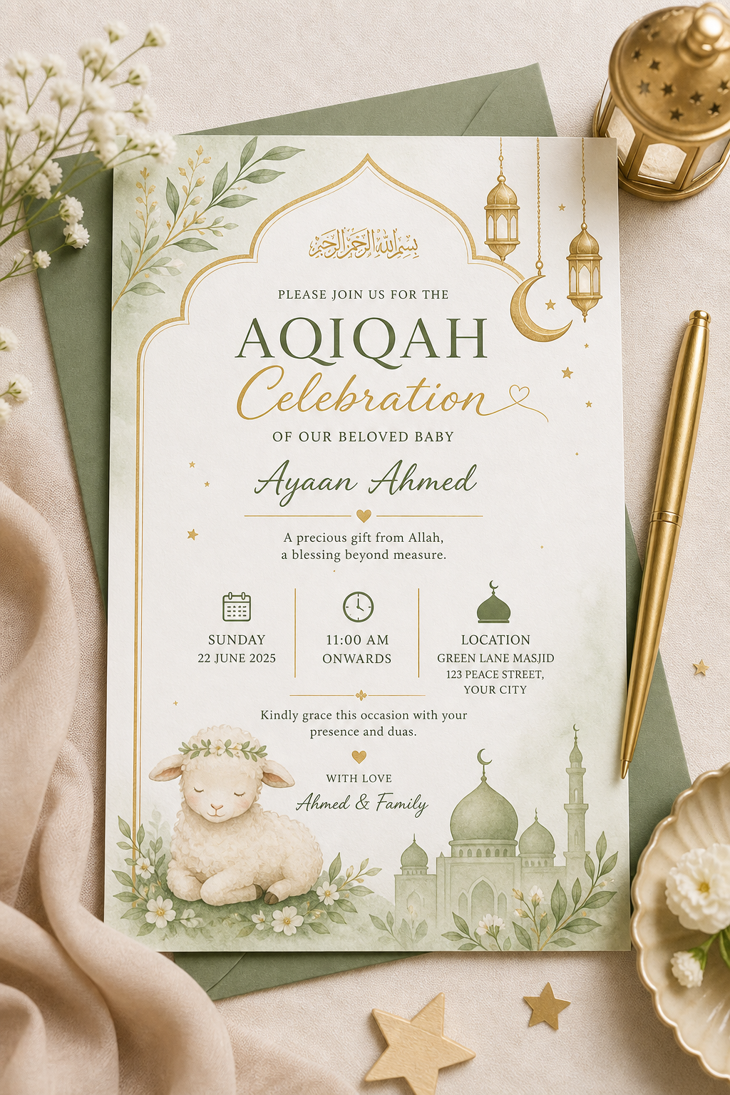 Aqiqah Celebration Invitation Template