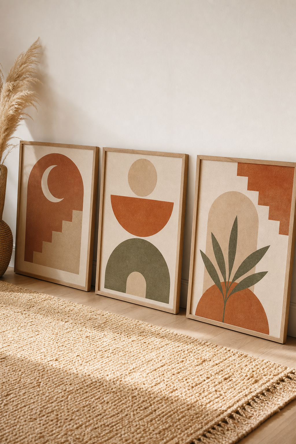Boho Geometric Art Print Set — Earth Tones