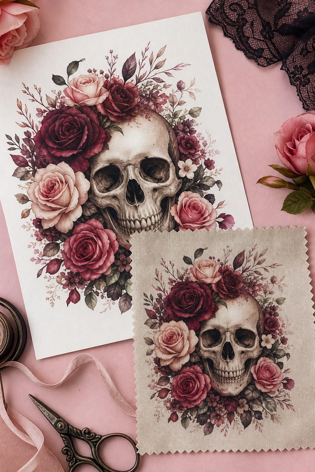 Floral Skull Sublimation Clipart — 10 PNGs