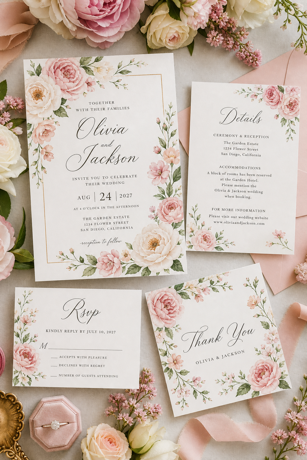 Editable Floral Wedding Invitation