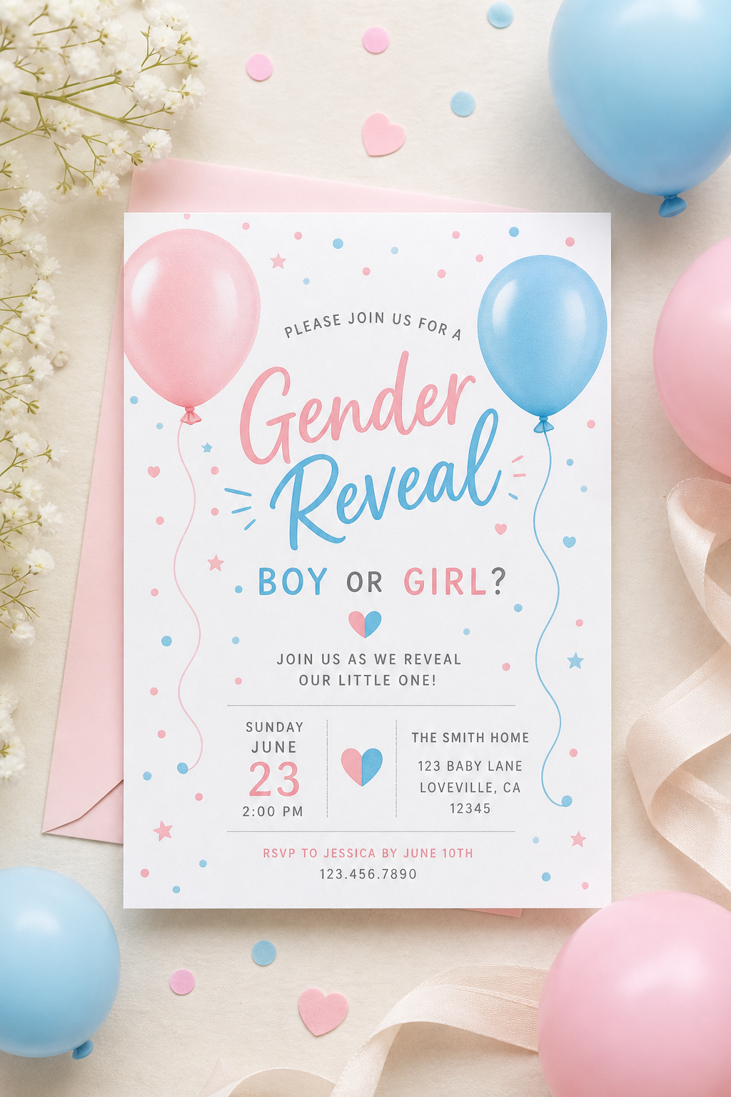Gender Reveal Party Invitation