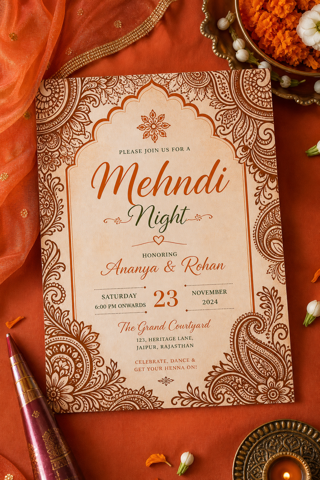 Mehndi Night Invitation Template