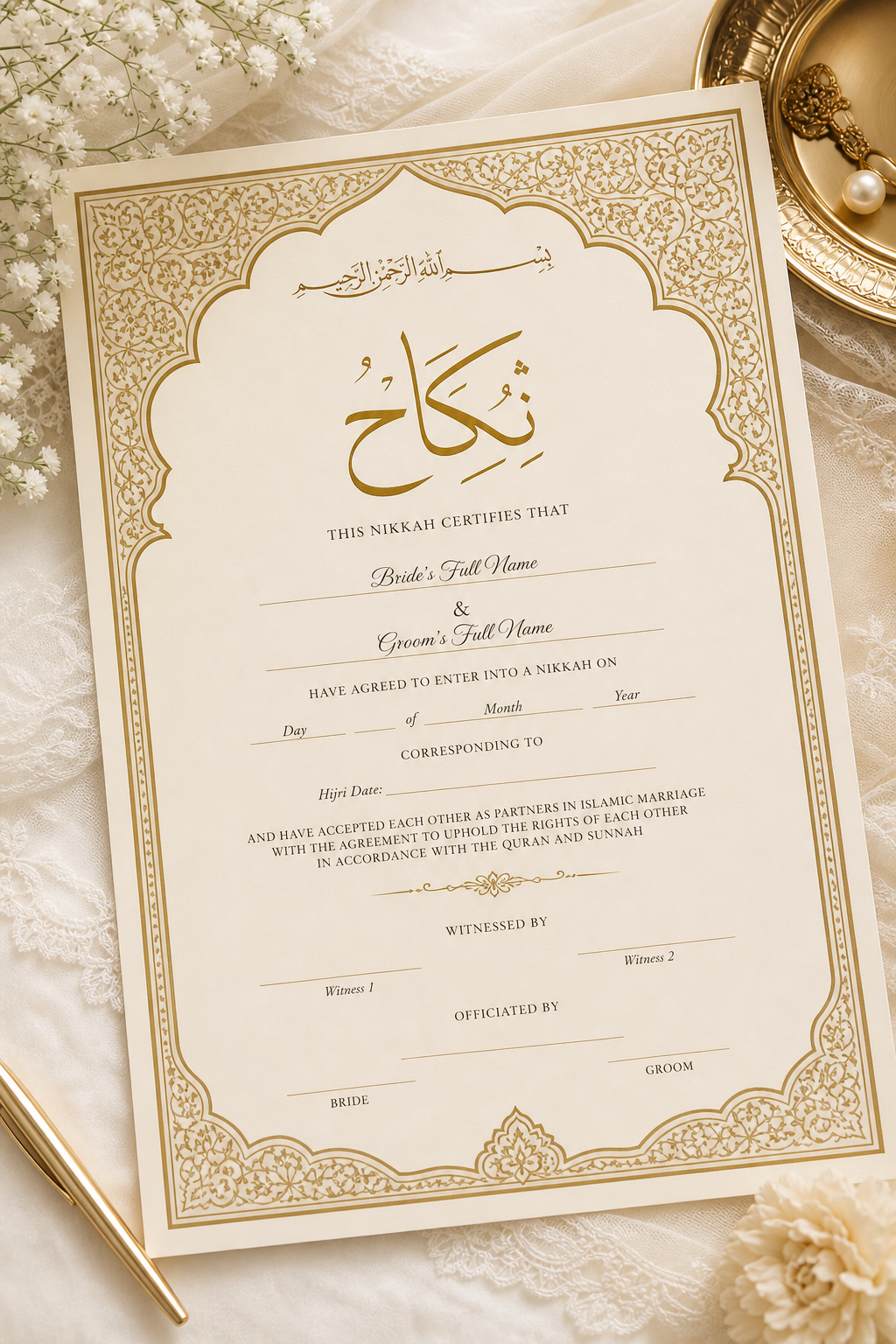 Editable Nikkah Certificate — DIY Islamic