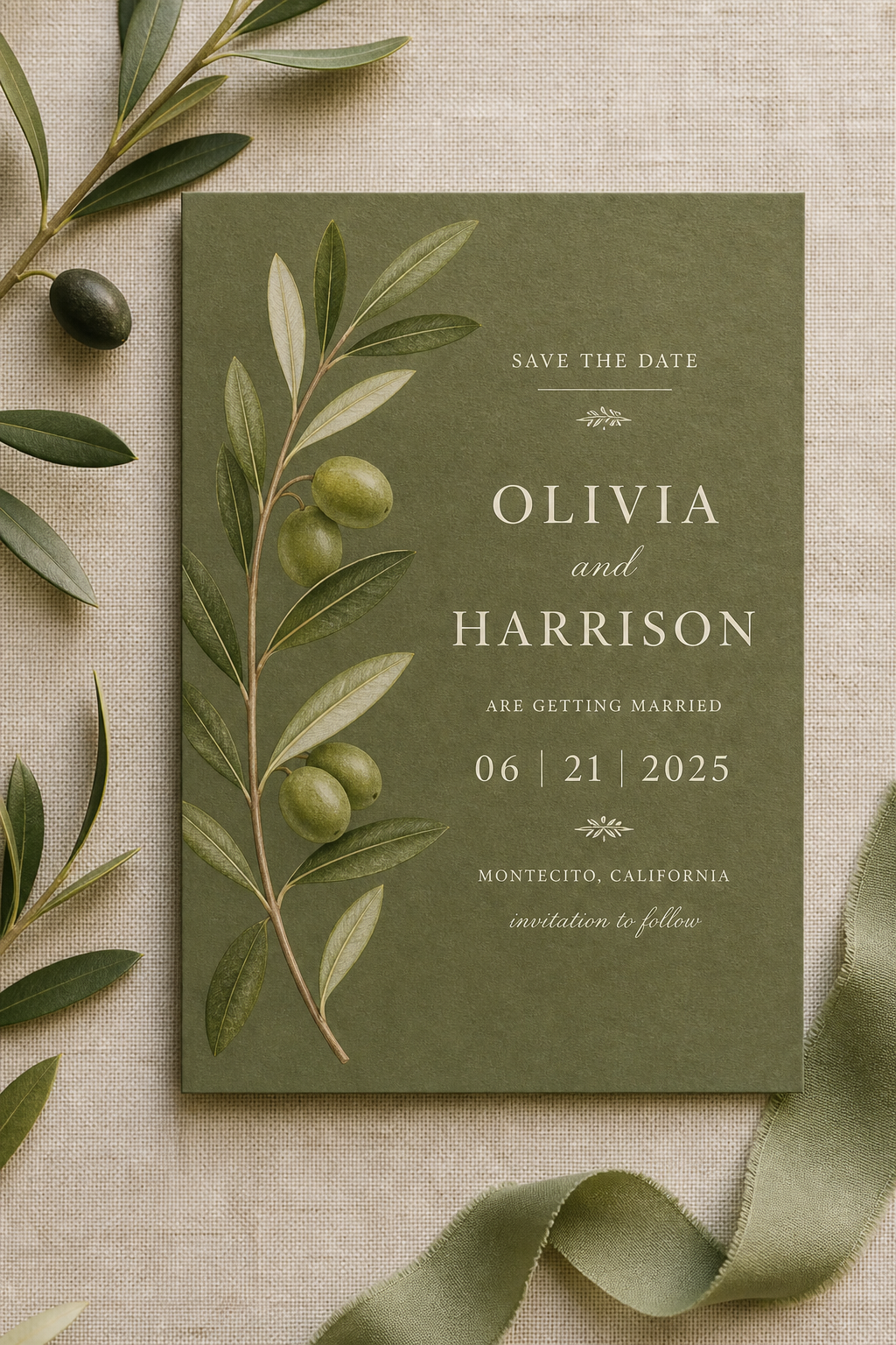 Olive Green Save the Date Website